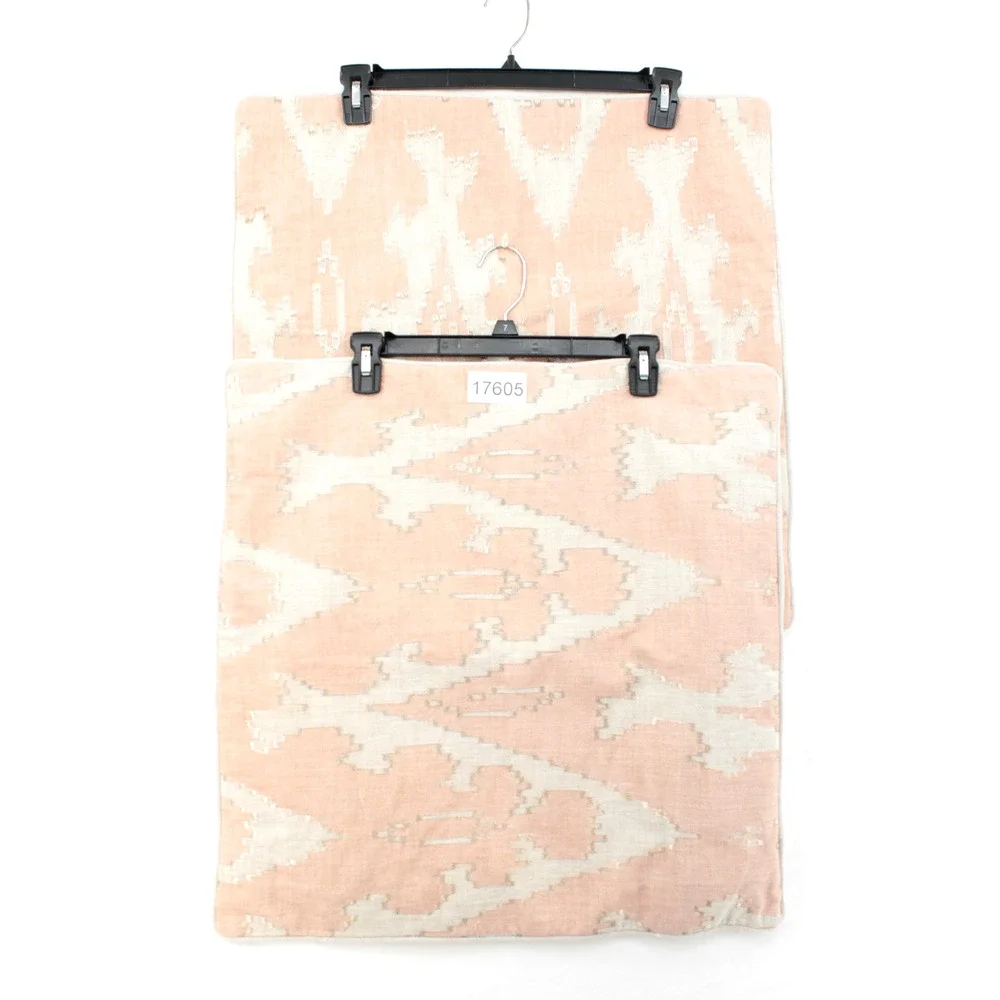 Two VILLA Southwestern Chic Pillow Covers 22 X 22 Peach Beige Linen Cotton
